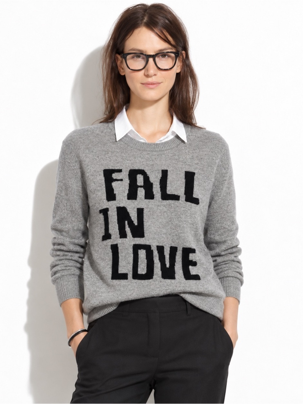NWT Spring + Mercer Fall In Love 100% Cashmere Graphic Sweater Medium